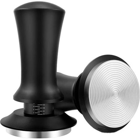 Agitatore per caffè espresso, piatto in acciaio inox, base filettata, design con molla interna, agitatore per caffè a forza fissa bilanciata, compatibile con XMSJ Y40 (58 mm, base filettata nera) (1/5)