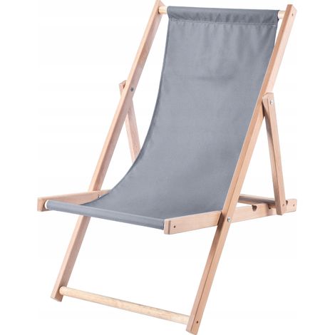 KADAX Tumbona plegable de madera para relajarse cómodamente en la playa, en el balcón o en el jardín, tumbona plegable para exteriores (gris) (1/5)
