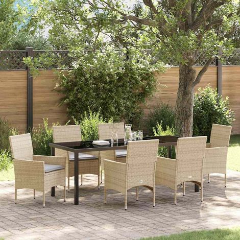 Conjunto de Comedor de Jardín 7 pcs Beige ratán sintético vidaXL (1/5)