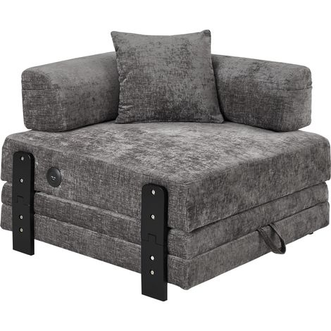 CHICFURN Sofá cama 170,5 x 84 x 48 cm de tejido gris oscuro con USB y almacenaje (1/5)