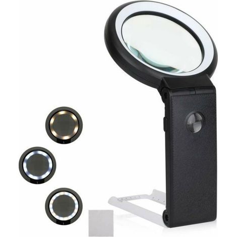 Loupe Sur Pied - 10X Et 30X - 18 LED Réglables - Support Pliable - Pour Lecture Inspection Réparation - 1 Pièce (1/4)