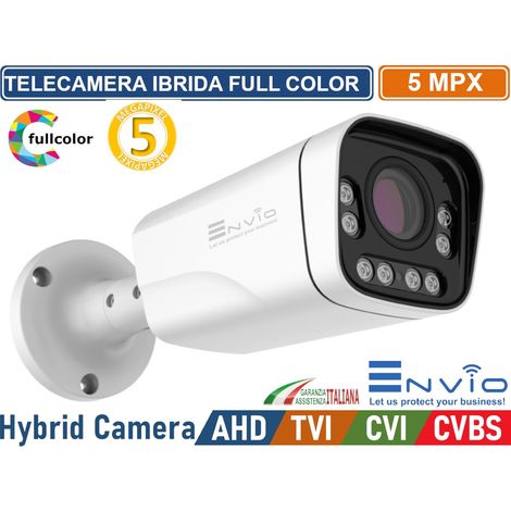 TELECAMERA IBRIDA BULLET FULL COLOR 4IN1 AHD CVI TVI CVBS 2.8MM 5MP UTC CONTROL VISIONE NOTTURNA A COLORI 40M CON AUDIO