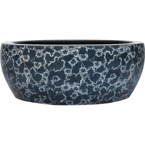 Vasque à poser noir et bleu rond Φ41x14 cm céramique