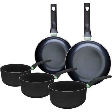 Ensemble de 2 poêles de 20 et 24 cm et 3 casseroles 16, 18 et 20 cm Fackelmann Brandao (1/5)