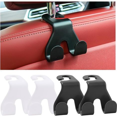 CCYKXA 4 Pcs Car Headrest Hooks, Universal Car Storage Hook, Car Seat Hook Accessories for Headrest, Handbag, Purse, Coats, Shopping Bag (1/5)