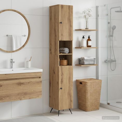 Armadio da Bagno con Ripiano Aperto BREDA Rovere Artigianale vidaXL (1/5)