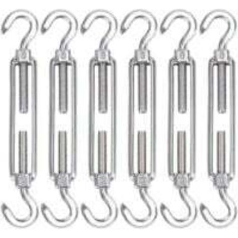 M5 Tendeur Cable Acier Inoxydable, Lot de 6 Tendeur de Fil Crochet et Crochet Réglable Heavy Duty Tension Hook & Hook pour Corde Cable Fil à Linge, Grillagefor Sun Shade Installation (1/4)