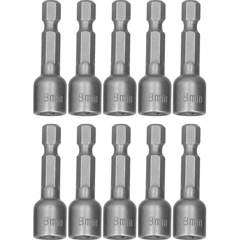 Douille hexagonale 45x8mm en acier au chrome-vanadium, aimant puissant, écrou haute résistance, embout pour visseuse et clé à choc pneumatique, lot de 10 pièces (1/5)
