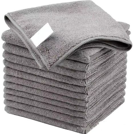 Green Mobility-Lot de 12 Chiffons de Nettoyage, Serviettes en Microfibre Tout Usage, Taille 30 x 30 cm Gris (1/5)