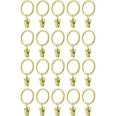 Anneaux De Rideau Avec Clips - Métal - Diamètre Intérieur 38 Mm - Convient Pour Tiges Jusqu'à 33 Mm - 20 Pièces (1/5)