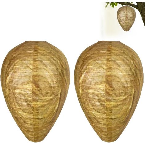 Attrape Nid De Guêpes Lot De 2, Faux Nid De Frelons Décoratif, Nid Artificiel Résistant Aux Intempéries À Suspendre, Imitation Réaliste pour Jardin Balcon Terrasse Extérieur Aspect Plastique (1/5)