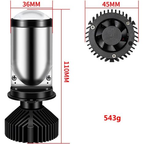 Phares LED RV Y6H4 avec feux de croisement et de route intégrés, adaptés aux voitures et aux motos, lentille bi-xénon H4 ultra-lumineuse avec feux de croisement et de route intégrés, aluminium aéronau (1/3)