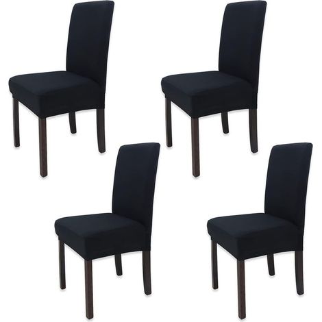 4 Pièces Housse de Chaise Moderne élastique, Amovible Lavable Extensible Housses de Chaise de Salle à Manger, Couverture de Chaise pour Décor Salle à Manger, Hôtel et Mariage (Noir) (1/5)