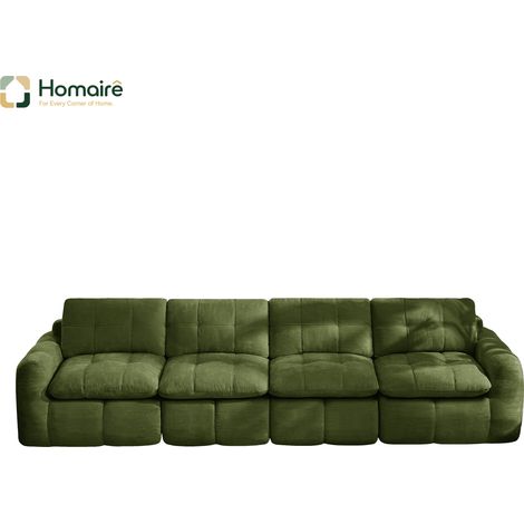 Canapé modulable en chenille vert avec accoudoirs 334 x 97 x 68 cm HOMAIRE (1/5)