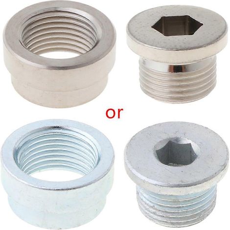 Kit de 2 pièces pour capteur d'oxygène O2 automobile : bouchon et vis à souder, écrou et capuchon à large bande, adaptateur d'écrou étagé, filetage 18 mm, capuchons universels. (1/5)