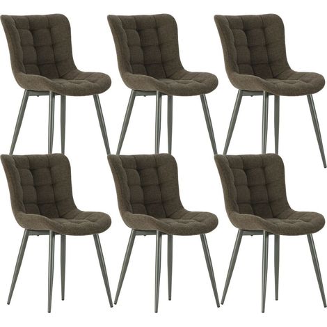Lot de 6 chaises en tissu maille avec surpiqûres et pieds métal vert - RIBEL (1/5)