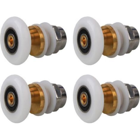 Shower Door Casters 20mm, 4 Pieces Brass Sliding Shower Door Caster for Roller Replacement for Sliding Shower Glass Door Runners Rollers (20MM) (1/5)
