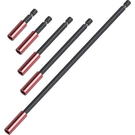 5 Pcs Tige d'Extension Magnétique 50/60/100/150/300mm, 1/4" Hexagonale Barre de Dégagement, Porte-Rallonge pour Foret Extension de Vissage, Schlagschrauber, Akkuschrauber (1/5)