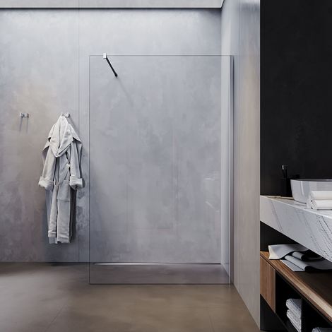 SONNI Walk in Dusche Duschwände Duschwand Duschabtrennung NANO 8mm Klares Sicherheitsglass 70x200cm mit Stabilisator