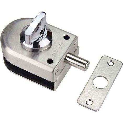 Serrure Pour Porte En Verre - Acier Inoxydable - Épaisseur Verre 8 À 12 Mm - Installation Sans Perçage - 1 Pièce