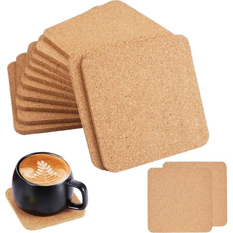 20 quadratische Untersetzer aus Naturkork, Korktopfsets (1/5)