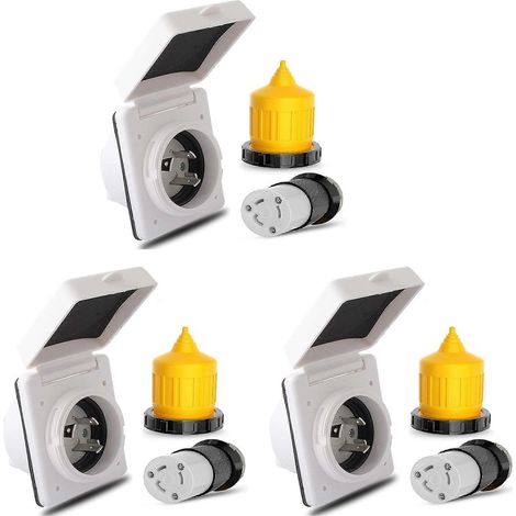 Kit d'alimentation de quai 3 prises 30 A pour VR avec protection de câble, connecteurs mâles et femelles NEMA L5-30P et L5-30R, 125 V (1/5)