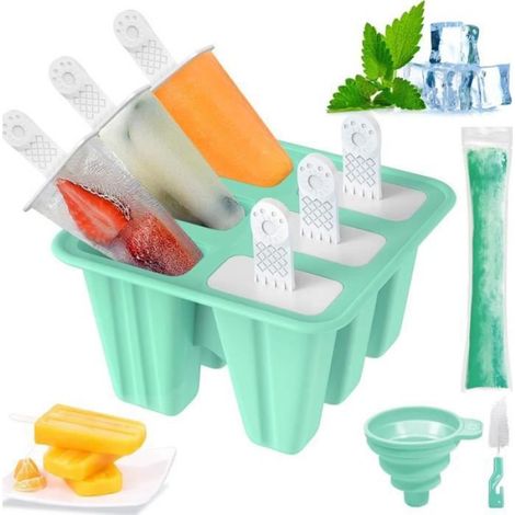 Moule À Glace - Silicone Alimentaire - 6 Compartiments - Avec Entonnoir Et Brosse De Nettoyage - Lot De 1 (1/4)