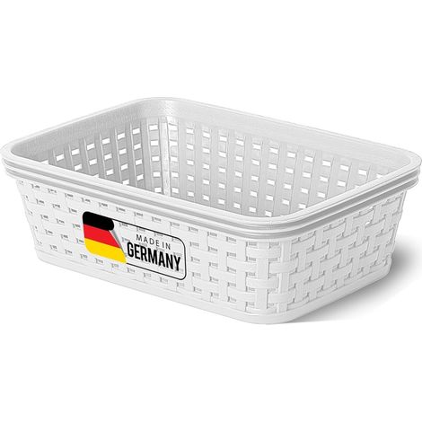 Panier de rangement Novaliv aspect rotin sans couvercle  Boîtes de rangement emboîtables en plastique blanc 1L Sans BPA Boîte de rangement idéale