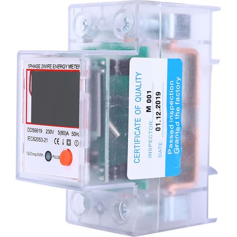Digitaler Energiezähler mit Hintergrundbeleuchtung, 1-Phasen-Anzeige, Multifunktionsanzeige für Spannungen von 5-80 A und 230 V (1/5)