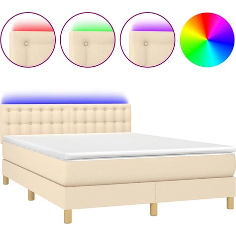 Maison Exclusive - Boxspringbett mit Matratze & LED Creme 140x200 (1/5)