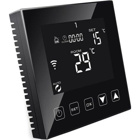 Thermostat Intelligent WiFi pour Chauffage au Sol électrique avec sonde Compatible avec Alexa, Thermostat Connecté Programmable Plancher Chauffant Electrique 16A Noir (1/5)