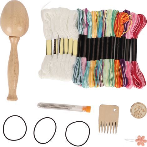 Stopf-Ei für Socken mit Nadeln mit großem Öhr, Nähgarn und Nadelmagnet – Reparaturset aus Holz für Handtücher und Stoffe (1/5)