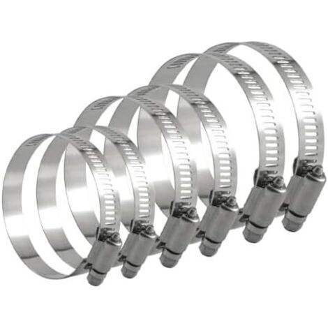Pièces Collier de Serrage Réglable, 6 pièces Inox 304 Métallique pour la Plomberie, Piscine, l'Automobile et les Applications Mécaniques, 90-110mm, 80-100mm 70-89mm -