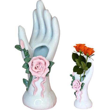 Vase à Fleurs Sculpture Résine Élégante En Forme De Bras Vase À Fleurs D'art Moderne Pour Salon Bureau Table Bibliothèque Etagère (1/5)