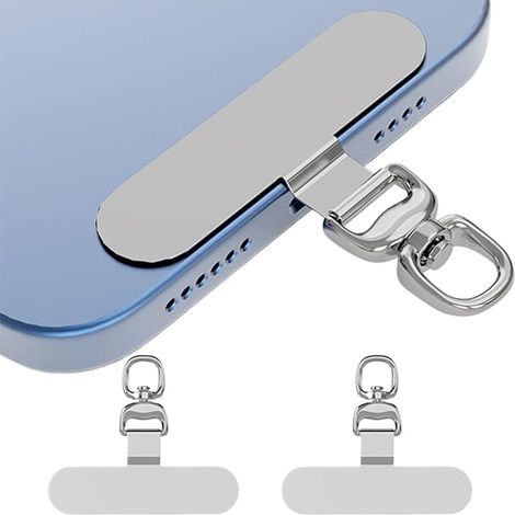 2 unidades de cadena multifuncional de acero inoxidable con rotación de 360° para teléfonos móviles, compatible con la mayoría de los smartphones. (1/5)