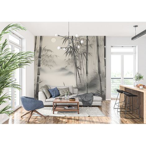 Papier peint trompe l oeil bambou - 150 x 250 cm (1/2)