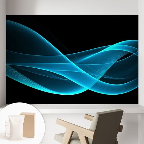 Papier peint intissé mural classique avec imprimé motifs décoratifs design élégant non‑tissé Vagues spectaculaires 104x70 cm (1/5)