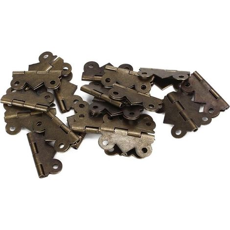 Mini charnières papillon vintage en fer pour tiroirs de meubles – 20 pièces (bronze) (1/4)