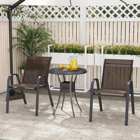 Lot de 2 Chaises Empliables Tissu Respirant Structure Antirouille Charge Max 120KG Jardin Terrasse Marron CW5615 Maison Chic (1/2)