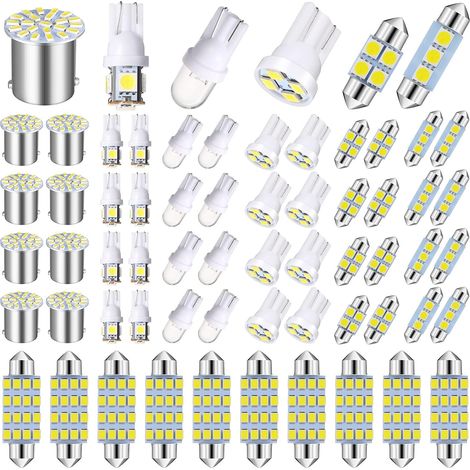 Kit de 70 LED blanches pour éclairage intérieur de voiture - 31/36/41 mm 12 V - Compatible avec DE3175 6411 T10 2825 6612F 6615F - Convient pour l'éclairage de plafond, de carte, de portières, de coff (1/5)