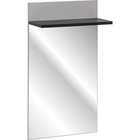 Miroir Mural Avec Étagère "Hugo" 107cm Gris & Noir (1/3)