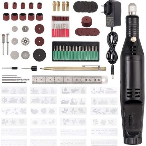 130PCS Kit d'Outils Rotatif Électrique, Poignée Ergonomique avec 30PCS Aiguilles de Meulage (1/5)