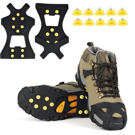 Glace Traction Crampons Antidérapant sur Chaussures/Bottes 10 Clous à Neige Grips Crampons Crampons Pointes (1/5)