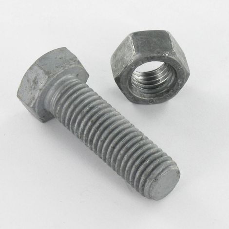 Boulon (vendu avec Ecrou) Tête hexagonale TH M14X50 Classe 8.8 Forte tenue à la corrosion Acier galvanisé à chaud