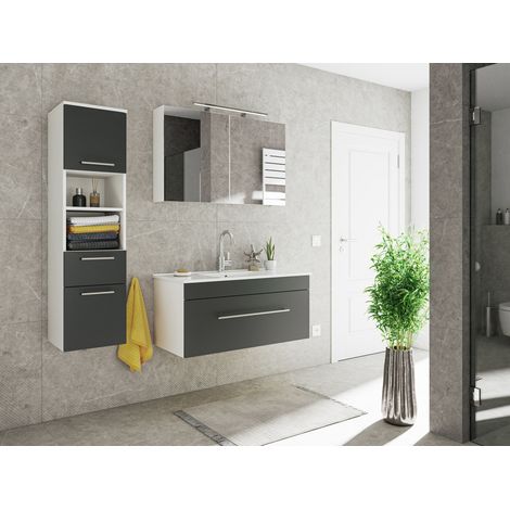 Badmöbel-Set SANTINI 100 (3-teilig) SoftClose schwarz (1/5)