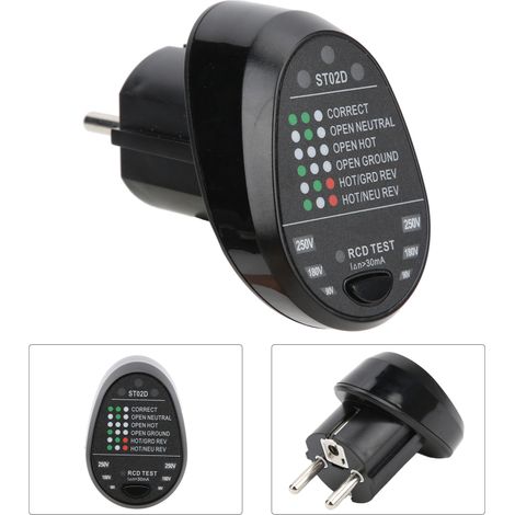 Testeur de prises électriques ST02D - Détecteur de polarité des circuits - Vérificateur de défauts secteur (1/5)