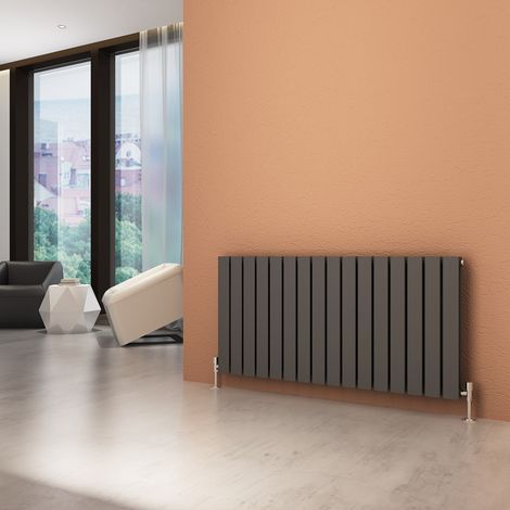 ELEGANT 600x1216mm Anthracite Horizontal Double Flat Panel Radiator Designer Radiator (1/5)
