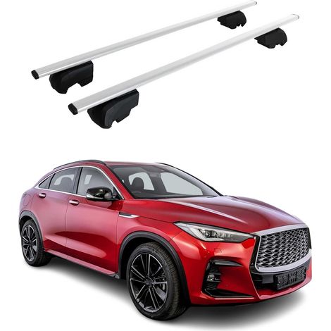 OMAC Barres de toit pour Infiniti QX50 II 2018-2025 – City Crash tested – ISO PAS 11154:2006 – Antivol inclus – Charge max 75 kg – 2 barres Argent (1/4)