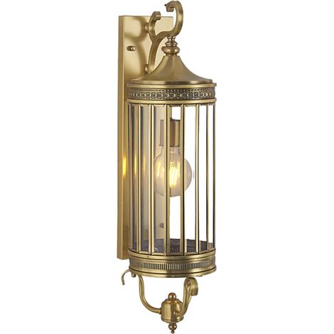 Applique da parete per esterni in rame dorato con vetro trasparente, illuminazione esterna impermeabile per patio, garage, portico (56 cm)