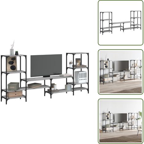 Meuble TV sonoma gris 206,5x28,5x95 cm bois d'ingénierie - Meubles Tv - Meuble Tv - Support Tv - Buffet Tv - Meuble Rangement (1/5)